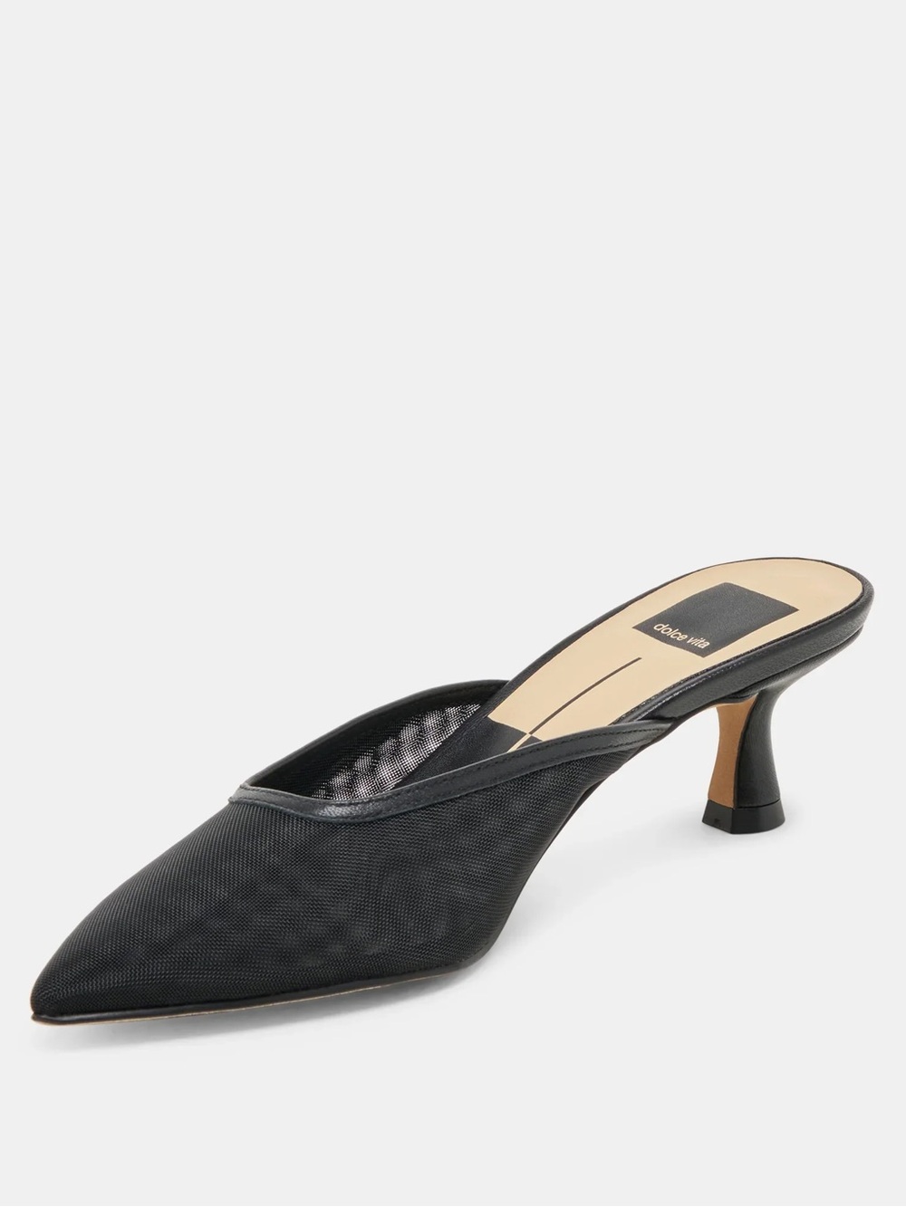 Black Pointed Kitten Heel Mule